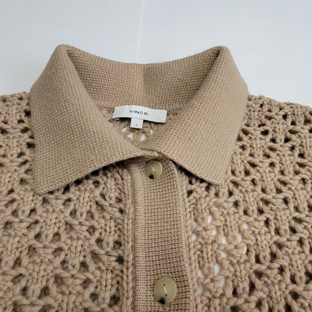 Vince Crochet Wool & Cashmere-Blend Cardigan - Picture 6 of 12